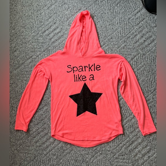 Justice Sparkle Like A Star oversize hooded sweatshirt girls size 20 - Picture 4 of 5